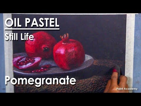 Oil Pastel Still Life Drawing Pomegranate