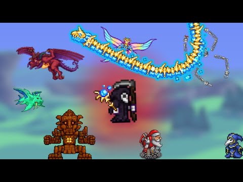 STARDUST DRAGON STAFF VS. ALL TERRARIA BOSSES AND MINI-BOSSES!