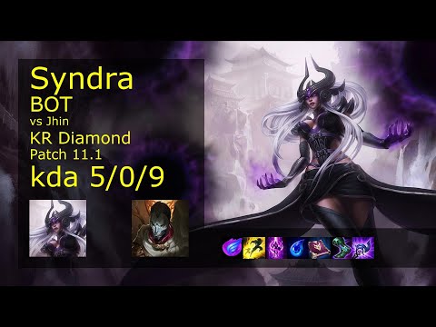 Syndra Bot & Pantheon vs Jhin & Alistar - KR Diamond 5/0/9 Patch 11.1 Gameplay // [롤] 신드라 vs 진
