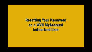 WVU MyAccount Authorized User Forgot Password