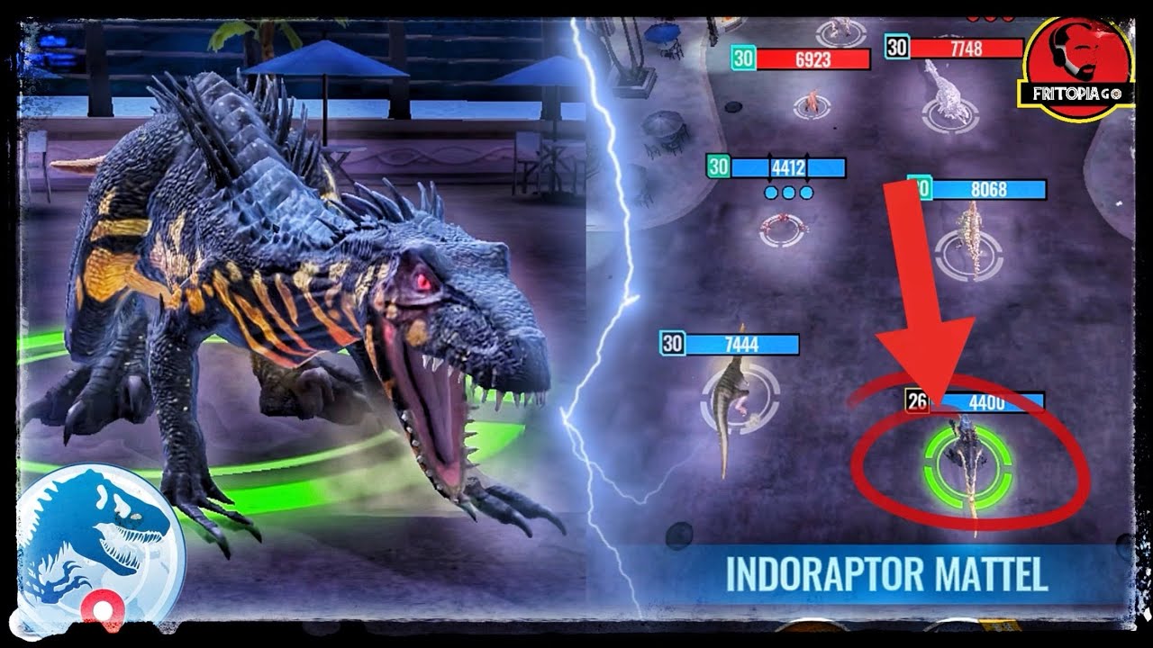INDORAPTOR MATTEL en PVP de 4 contra 4 en Jurassic World Alive