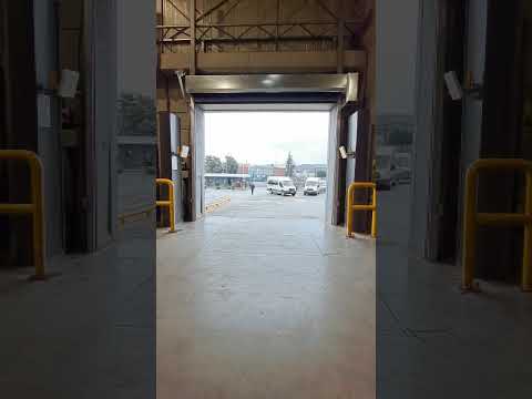 Safety roll-up high speed PVC door installed