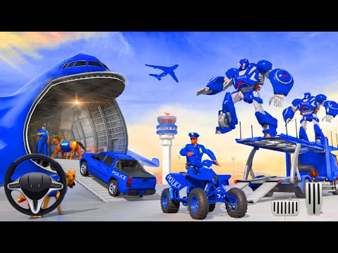 US Police Car Transporter Truck : Plane Transport - Android Gameplay