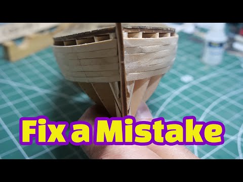 How To Plank The Hull Of A Wooden Model Boat - fixing an issue whilst planking the Hull.