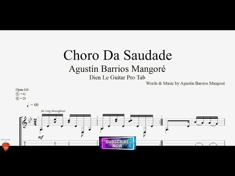 Choro Da Saudade by Agustín Barrios with Guitar Tutorial TABs