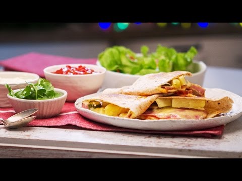 Ham cheese pineapple quesadillas
