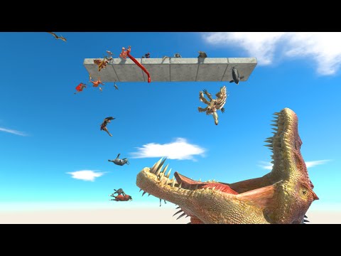 Dinosaur Head Eating All Units Falling ARBS | Animal Revolt Battle Simulator