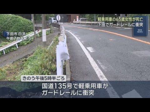 YouTube Video 「車が少しずつ左に逸れていきそのままガードレールに衝突した」軽乗用車を運転していた６５歳の女性が死亡　静岡・下田市