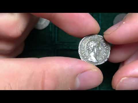 Ancient Roman silver denarius coin of emperor Lucius Verus