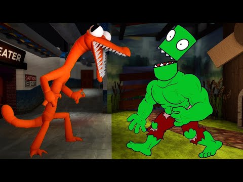 FNF Animation x Rainbow Friends | Green Hulk vs 3D Orange | Animation vs Game (FNF Mod)