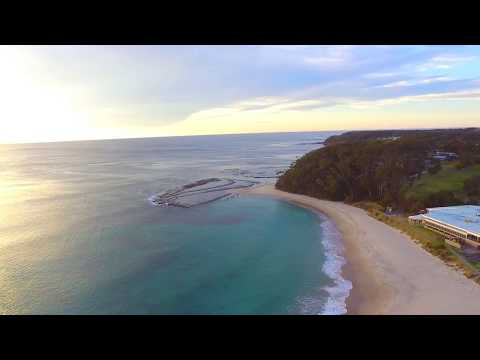 Drone footage of sunset at Mollymook Beach