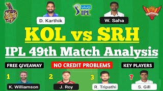 KKR vs SRH Dream11 Team | KKR vs SRH Dream11 Prediction | KOL vs SRH 2021 | KKR vs SRH Dream11 Today