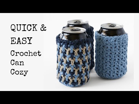 Quick and Easy Crochet Can Cozy Pattern - Extended Moss Stitch Crochet Pattern Free On Blog