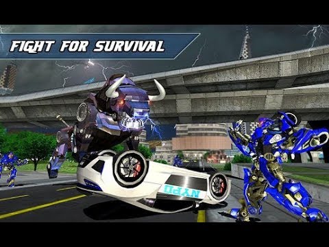 Angry Robot Cop Bullfighting Transform Bike Games (By Kick Time Studios) Gameplay HD