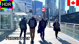 🇨🇦🌤【HDR 4K】Vancouver Afternoon Walk from Canada Place to Denman St via Coal Harbor (April, 2023)