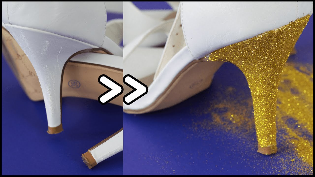 JAK OZDOBIĆ BUTY BROKATEM - pomysł jak naprawić zdarte obcasy butów