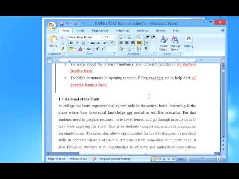 Tu Bba Internship Report Format