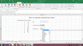 calculation of standard error using MS excel