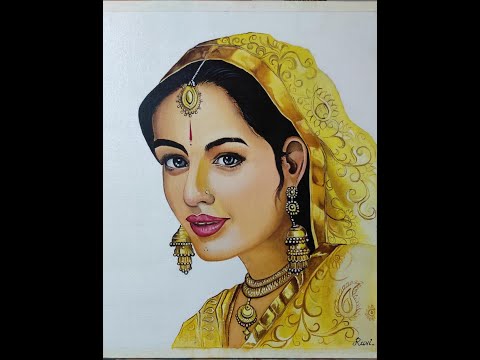 Indian girl oil painting...#indian #gori #village