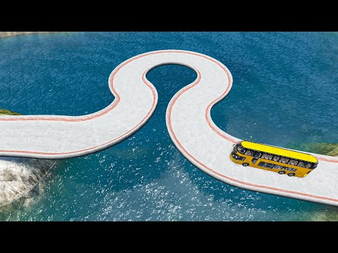 Impossible C Shape Bridge Crossing Cars Vs Deep Water - BeamNG.Drive #36 I BeamNG LIVESHOW