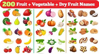 Fruit Names | Vegetable Names | Dry Fruit Names in English | English Vocabulary for Kids