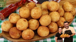 FRIED MANDIOCA BALLS WITH CHEESE - DRY DOUGH - CRUNCHY - DELICIOUS AND EASY