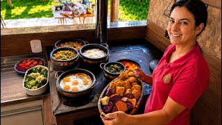 Cozinhando um almoço com TUDO DO SÍTIO no fogão a lenha