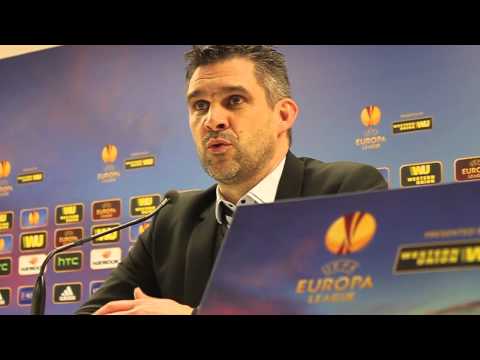 La réaction de Jocelyn Gourvennec après la victoire d'En Avant de Guingampface à Kiev