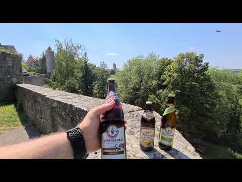 Testando a cerveja Landwehr em Rothenburg ob der Tauber