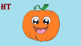 How to Draw a cartoon Pumpkin cute and easy