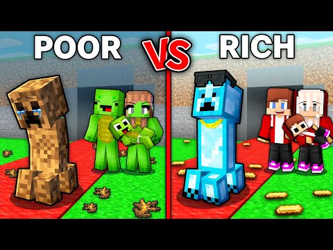 JJ and Mikey : POOR vs RICH Steal a Mob Family Battle in Minecraft - Maizen