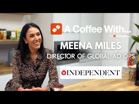 Shot of Meena Miles, director of global ad ops at The Independent, having a coffee in the ExchangeWire kitchen.