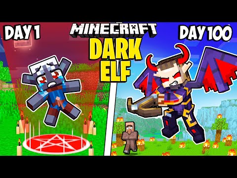 I Survived 100 Days as a DARK ELF in Minecraft