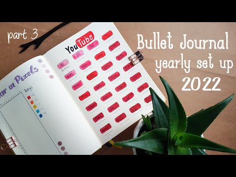 2022 Bullet Journal set up (final part 3) Space Grid page + 4 Yearly Trackers + Tracker tip