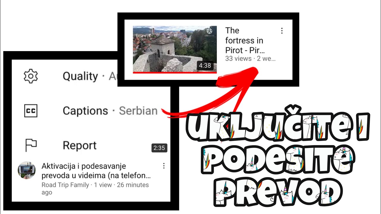 AKTIVACIJA i PODEŠAVANJE PREVODA u VIDEIMA (telefon i racunar) - ACTIVATE TRANSLATION/SUBTITLES (CC)