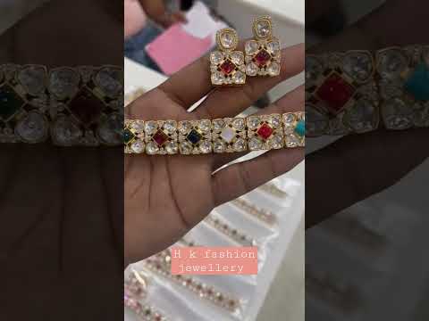 Choker wedding wear crystal kundan necklace set