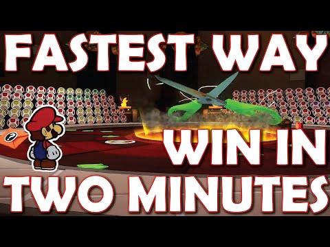 FASTEST METHOD: Scissors Boss Guide, win in 5 TURNS/ ~2 minutes! Paper Mario: The Origami King Guide
