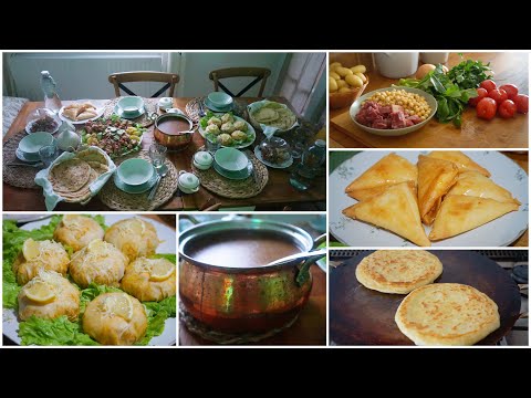 وجدوا معاي فطور أول أيام رمضان الكريم :بروشيت بتتبيلة أسيوية حريرة بسطيلات بريوات الجبن مسمن و مخمار