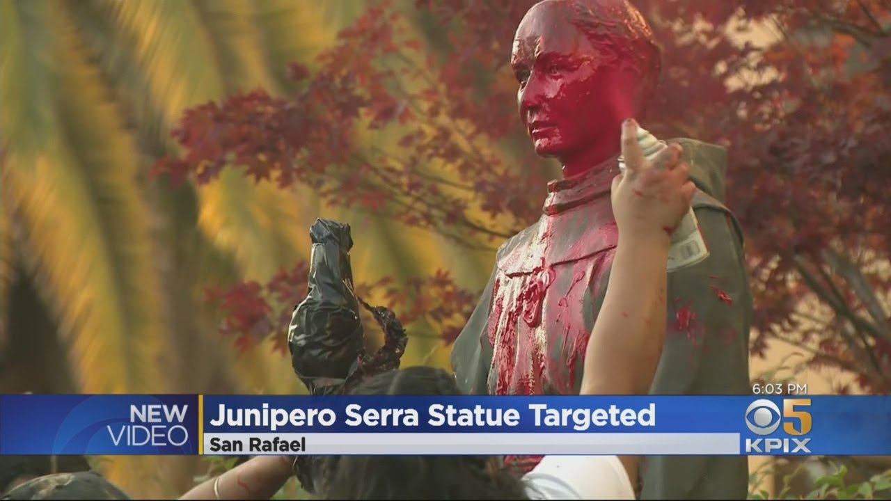 Protesters Target Junipero Serra Statue In San Rafael - YouTube