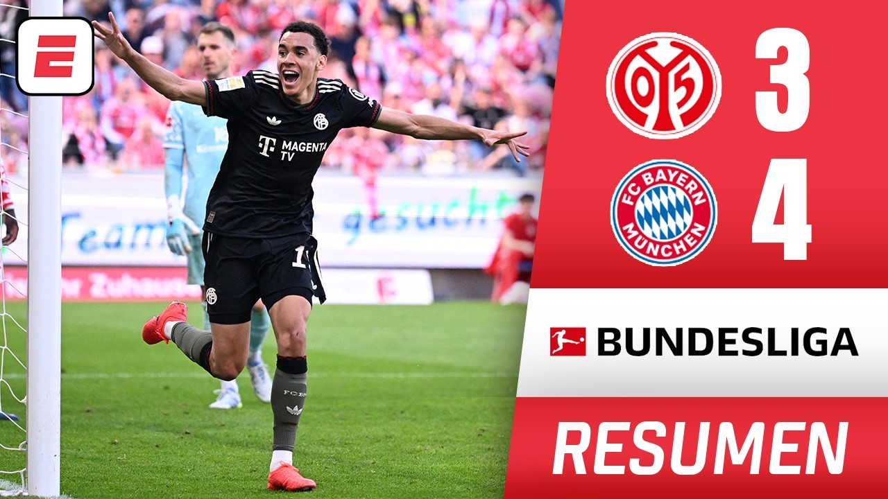 ÉPICA REMONTADA de CAMPEÓN del BAYER MUNICH de LUIS DÍAZ. Ganó 4-3 ante Mainz | Resumen | Bundesliga