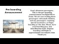 Pre-boarding Announcement : Airline Announcements