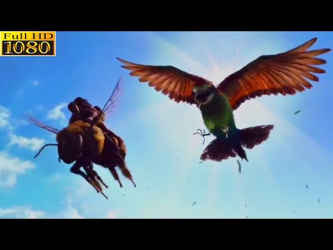 Scene of sean and kailani being chased by gian bird