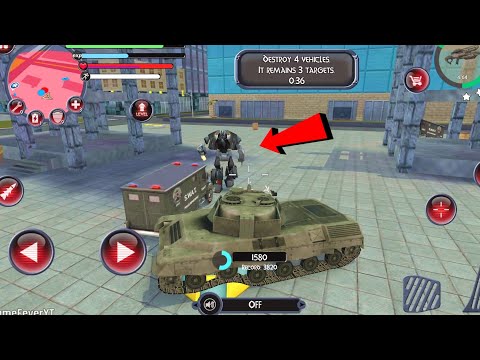 Rope Hero (Rope Hero Theft Army Tank) Army Tank Destroy Car Robot on Jumpang - Android Gameplay HD