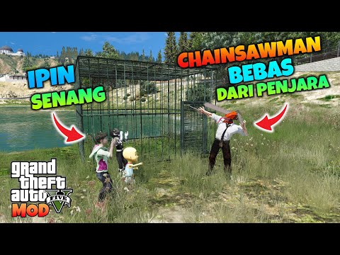 IPIN DAN JUNIOR MEMBEBASKAN CHAINSAWMAN DARI PENJARA MARKAS The AVENGERS - GTA 5 AVENGERS
