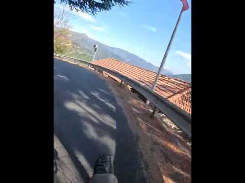 Street riding from Triora at 756m asl to Molini di Triora 456m asl Liguria, Italy.