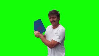Pedro Pascal enjoying a book green screen