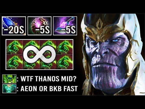 WTF Non-Stop Finger Snap Thanos Mid vs Aeon Disk + BKB Team Epic -80% CD 1 Shot K.O Crazy Fun Dota 2