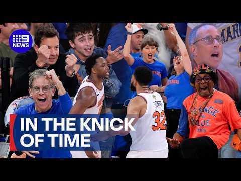 Celebs lose their mind as Knicks complete biggest comeback in NBA finals history | 9 News Australia
