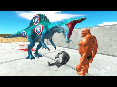 CAPTAIN AMERICA SPINOSAURUS DEATH RUN | ANIMAL REVOLT BATTLE SIMULATOR