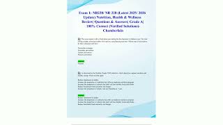 Exam 1 NR228 NR 228 Latest 2025 2026 Update Nutrition Health  Wellness Review Questions  Answers Gra